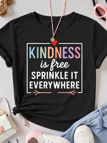 EMERY ROSE Áo thun cỡ lớn in hình "Lòng tốt là miễn phí" - màu đen - Xem 3