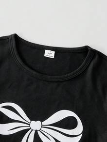 SHEIN 2件套 女童蝴蝶领直筒牛仔裤和短袖T恤 - 彩色 - 查看 7