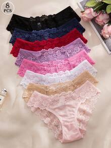 8pcs/Set Romantic Sexy Lace Women's Panties - Multicolor - View 2
