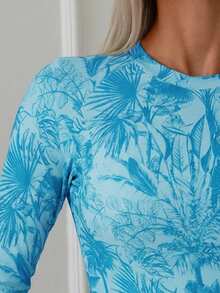 Swim Lushoire Women's Printed Long Sleeve Rashguard - Mint Blue - View 5