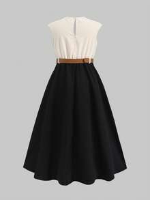 SHEIN 少女露背无袖可爱甜美长裙 - 藍色 - 查看 2