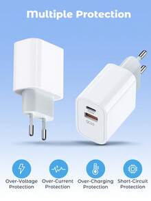 Teckwe Bộ sạc nhanh PD 20W, cổng kép USB C + USB A QC3.0, phích cắm EU, củ sạc nhanh. - Phích cắm loại C của EU (220-240V) - Xem 3