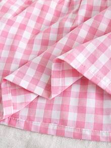 Vintaside Kids 女婴休闲日常格子花卉刺绣长袖上衣和牛仔裤套装，春秋季 - 粉色 - 查看 6