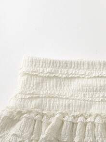 SHEIN Apricot Textured Knit Casual Vacation Double Ruffle Hem Skater Skirt For Teen Girls, Ruffle Skirt, Cute Skirt - Apricot - View 3