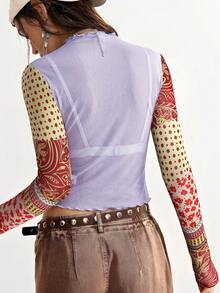 Bohemela Áo dài tay xuyên thấu họa tiết hoa gợi cảm, thời trang dành cho nữ - Nhiều màu - Xem 2