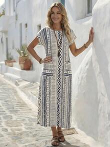 Faunlyn Women's Casual Holiday Geometric Print Long Dress,Summer Dresses For Women - Multicolor - View 1