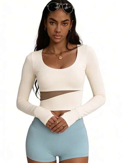 Camiseta de Yoga de Manga Larga con Cintura Alta para Mujer – Ideal para Entrenamientos, Estilo y Comodidad en Cada Movimiento, Perfecta para Yoga, Pilates y Running