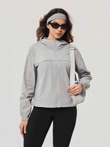 OutZeal 女士防晒夹克 纯色 徒步 健身 防紫外线 轻便 带帽 夏季户外夹克 - 灰色 - 查看 8