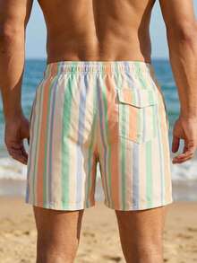 Traje de Baño para Hombre de Secado Rápido - Cómodo y Fresco para Playa, Piscina y Verano - RAYADO - Ver 3