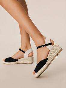 Styleloop Women's Fashionable Versatile Buckle Design Thick Bottom Wedge Sandals For Daily Wear - Black - View 8