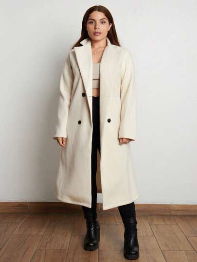 Lupita Cardoza 女士纯色双排扣大衣，休闲秋冬