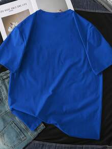 Manfinity Joysei Standard Fit Men's Navy Blue Short Sleeve T-Shirt - Royal Blue - View 6