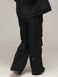 Sigmas Women's Woven Track Straight Leg Pant - Black - View 2