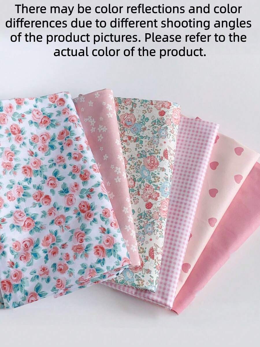 6pcs/Lot Pink Series Printed Cloth ,DIY Handmade Small Farbic ,Rural Fragmented Flower Love Design Twill Fabric, Quilting Patchwork Cloth Group Bedding,Quarters Bundls Of Cloth Block Sewing Scrapbooking Cloth Tecidos - Multicolor - View 1