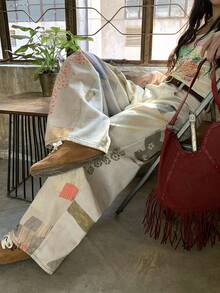 DAZY Women's Korean Style Plaid Ombre Loose Fit Versatile Casual Denim Jeans, Spring/Summer - Blue - View 5