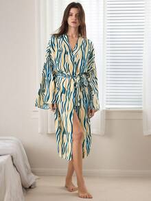 Ocili Women's Soft Striped Fleece Robe, Loungewear Sleepwear - Multicolor - View 7