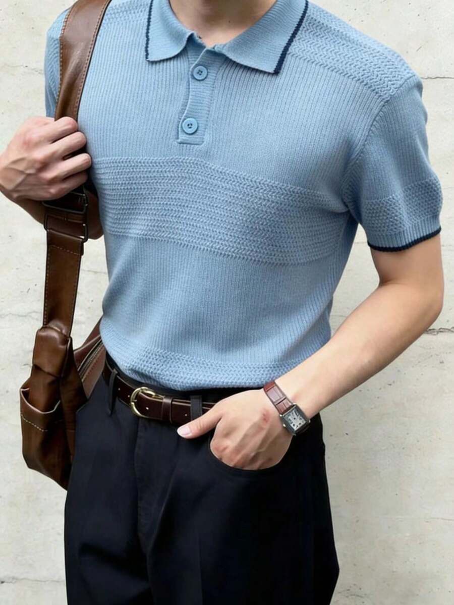 Airaco Lightweight Minimalist Patchwork Cropped Cardigan, Spring/Summer - Blue - View 1