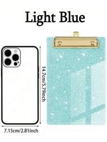 1pc Sparkling Glitter Acrylic Clipboard - PMMA Material, 6 Vibrant Colors (Blue, Pink, Green, Purple, Yellow, White) With Metallic Edges & Sparkling Glitter - Compact Portable Design For Classroom, Office, School, Notebooks & Journals - Multicolor - View 9