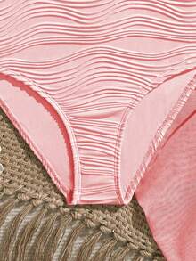 SHEIN Tween Girls One-Piece Swimsuit With Textured Fabric And Mesh Skirt, Suitable For Beach, Pool, Leisure And Holiday, Spring/Summer - Pink - View 3