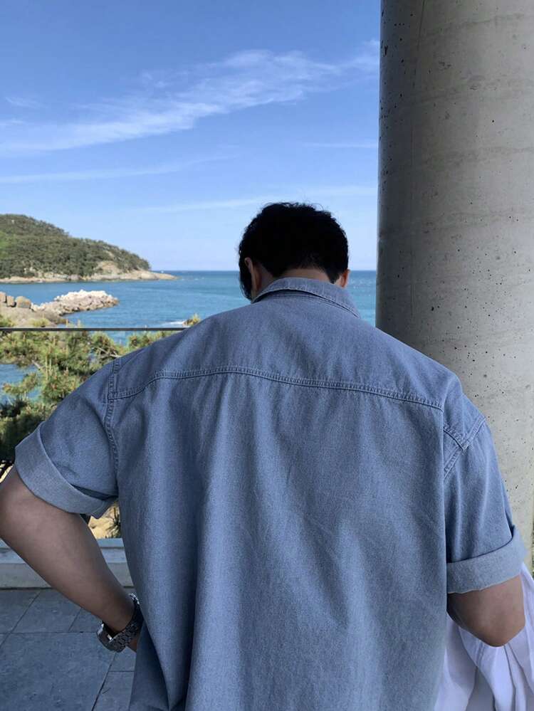 Men's Summer Solid Washed Denim Jacket