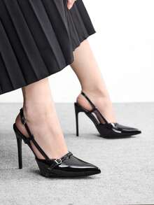 CUCCOO BIZCHIC Women's Pointed Toe Backless High Heel Pumps, Sexy Stiletto Outdoor Commute Party Dress Shoes - Black - View 5