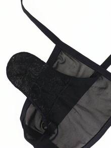 DrisQ Fashionable Black Hollow Mesh Sexy U-Pouch Mid-Waist Men's Underwear - Black - View 6