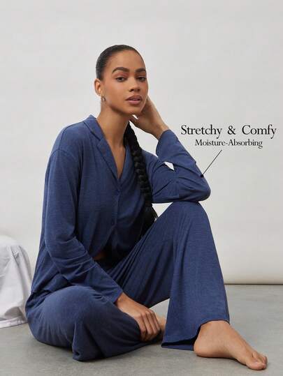 Ocili 女士柔美花卉印花睡衣套装，长袖上衣和长裤，带领子