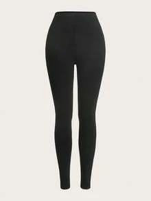 SHEIN EZwear Two-Piece Set Women Casual Knit Pants - Black - View 3