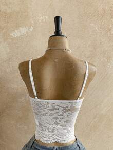 Soleia Women's Lace Patchwork Fashionable Versatile Date Party Camisole Top - White - View 2