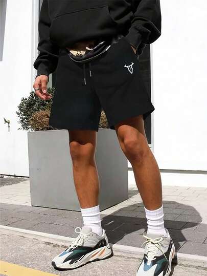 Manfinity Sport Corelite 男士休闲抽绳腰宽松运动短裤，带侧袋，适合日常通勤和夏季穿着