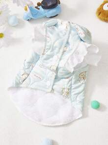 PETSIN 宠物狗衣服，高领设计，适合小型犬，外套派克大衣，可爱保暖，冬季绗缝毛绒，可拉开拉链，幼犬背心 - 彩色 - 查看 4