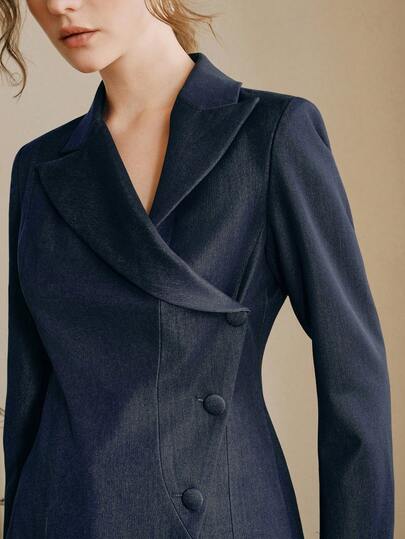 Anewsta Blazer ajustado para mujer con manga larga, cuello asimétrico y elegante, nueva llegada de primavera/verano