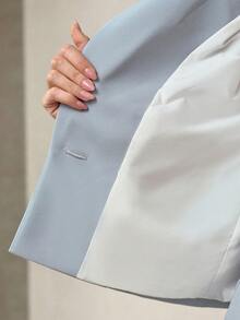 MOTF PREMIUM MINIMALIST SHORT LOOSE BLAZER, SPRING/SUMMER - Baby Blue - View 7