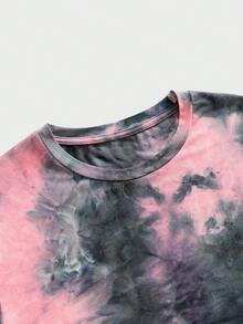 NEON BLANC 男士扎染印花圆领休闲针织短袖T恤 - 粉色 - 查看 3