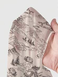 ROMWE Avant 音乐节春夏龙山水画云书法性感透视网纱长袖女式上衣 - 黑色 - 查看 5