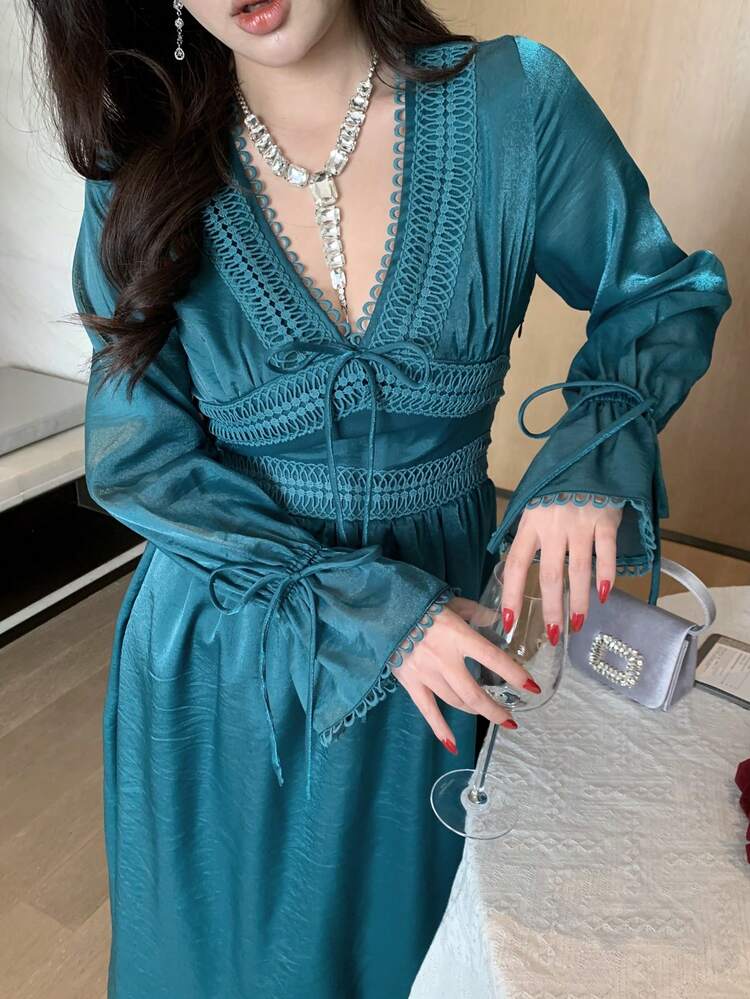 Spring/Summer Blue Satin Satin Formal Dress, Elegant Long Gown For Valentine's Day, Wedding, Party, Prom, Commute Dress Sundress