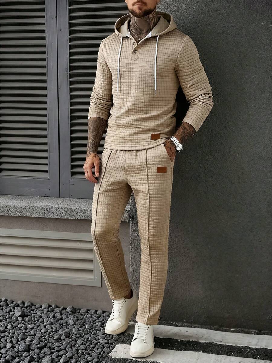 Manfinity Homme Bộ đồ nam mùa thu thiết kế hoạt hình, áo hoodie và quần dài có dây rút, bộ đồ thường ngày nam, bộ đồ thể thao 2 mảnh nam, bộ áo hoodie và quần thể thao nam, bộ đồ jogger nam, bộ đồ thường ngày nam, bộ đồ thể thao 2 mảnh nam. Thích hợp cho phong cách cổ điển, dạo phố hàng ngày, những chuyến đi cuối tuần, hoạt động ngoài trời, du lịch, môi trường làm việc thoải mái hoặc các dịp bán trang trọng, quà tặng cho bạn trai/chồng, quà kỷ niệm, quà tặng tiệc tùng, Giáng sinh. - Màu Khaki - Xem 1