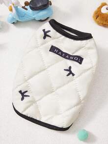 PETSIN 宠物秋冬蝴蝶结刺绣外套，配天鹅绒背心，猫咪泰迪熊新年红色圣诞宠物外套，幼犬服装 - 彩色 - 查看 6