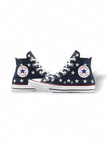 Converse Giày thể thao cao cổ Chuck Taylor All Star Unisex, thoáng khí, thấm hút mồ hôi, nhẹ, độ co giãn tốt, màu sắc bền chắc, đa năng, dễ giặt, nhanh khô, phù hợp cho sinh hoạt hàng ngày, đi học, thể thao, hoạt động ngoài trời, màu xanh navy và trắng A15503C - Màu xanh / trắng - Xem 7