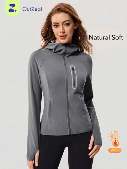 OutZeal 女士户外夹克 日常休闲 柔软舒适 反光条 连帽户外上衣