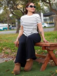 Lupita Cardoza Women Striped Casual Versatile T-Shirt Graphic Tees Women Tops - Black and White - View 1