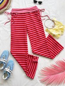 Soleia Women's Casual Striped Drawstring Waist Pants - Multicolor - View 4