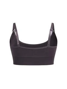 حمالة صدر بليت بحجم زائد بسيطة بالموحد اللون دون خياطة - رمادي غامق - مشاهدة 2