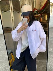 DAZY Women's Casual Turndown Collar Long Sleeve Lightweight Jacket, Korean Style - Black - View 5