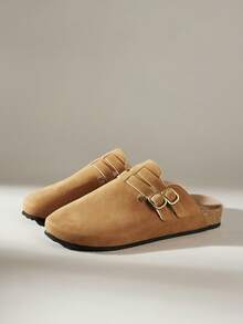 Solecia 女士平底软皮一脚蹬鞋，舒适百搭，适合通勤。 - 卡其色 - 查看 3