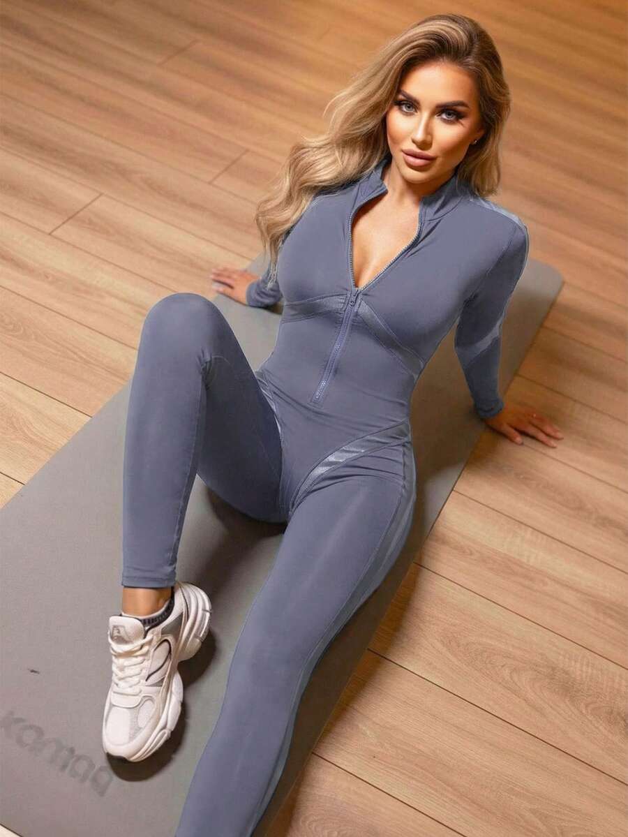 Innovista 女士时尚拉链半拉链长袖连体滑雪服 - 深灰色 - 查看 1