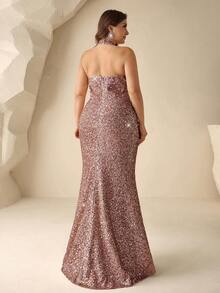 Coutiva Đầm dài tay sang trọng đính sequin, đầm dạ hội cao cấp dành cho tiệc tùng. - Rượu sâm banh - Xem 2