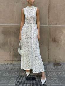 Briarwyn 女士优雅蕾丝无袖连衣裙，适合派对穿着 - 白色 - 查看 9