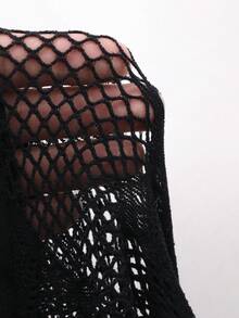 DAZY 女士提花渔网袜，性感镂空薄款黑色紧身裤，塑身打底裤 - 黑色 - 查看 9
