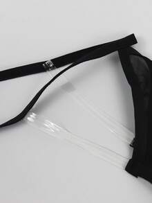 迷人诱人的黑色镂空网纱中腰性感男士内裤 - 黑色 - 查看 4